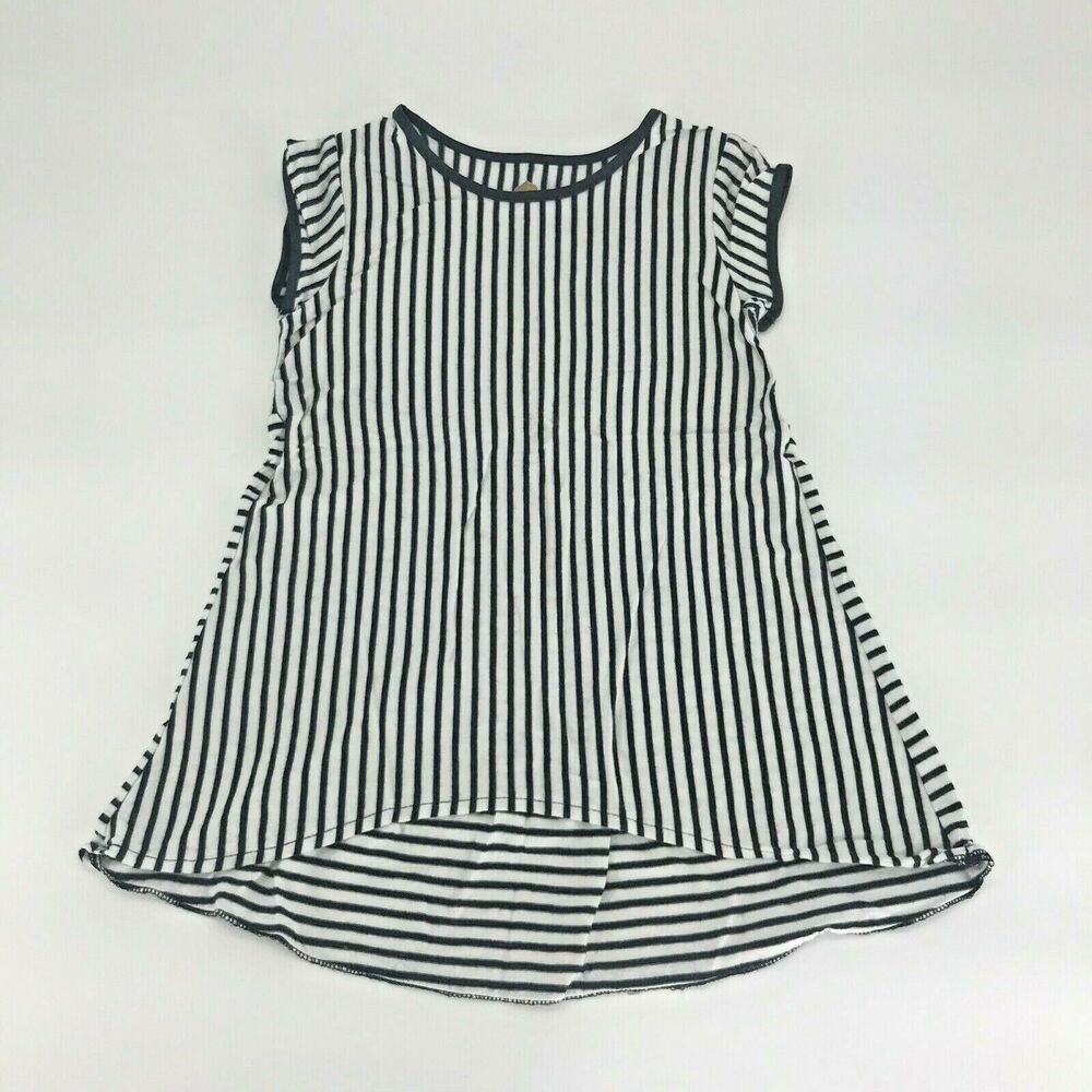 Total Girl Youth Girls Shirt High Low Hem Short Sleeve Striped Sz S 6/7